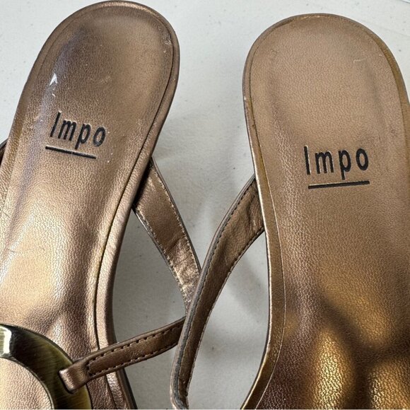Vintage Impo 90s Y2K Bronze Metallic Straps Low Heel Slip On Sandals Size 7M - Picture 7 of 12